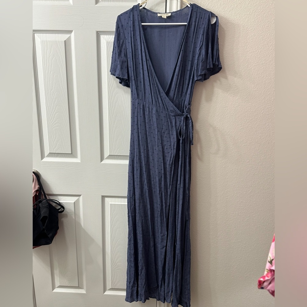 Blue wrap dress